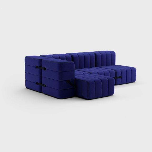 Curt-Set 9 - e.g. Flexible small corner sofa  - Jet - 9605 (Blue)