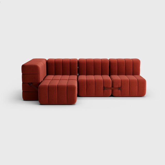 Curt-Set 9 - e.g. Flexible small corner sofa  - Dama - 0058 (Red)