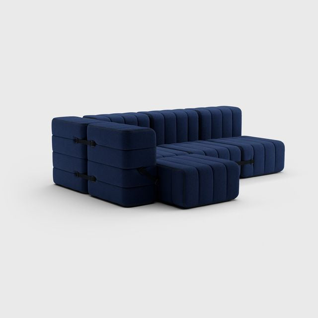 Curt-Set 9 - e.g. Flexible small corner sofa  - Jet - 6098 (Dark blue)