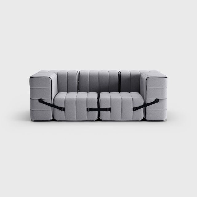 Curt-Set 7 - e.g. Flexible 2-seater with armrests - Jet - 9803 (Grey)