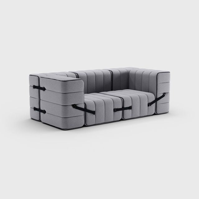 Curt-Set 7 - e.g. Flexible 2-seater with armrests - Jet - 9803 (Grey)