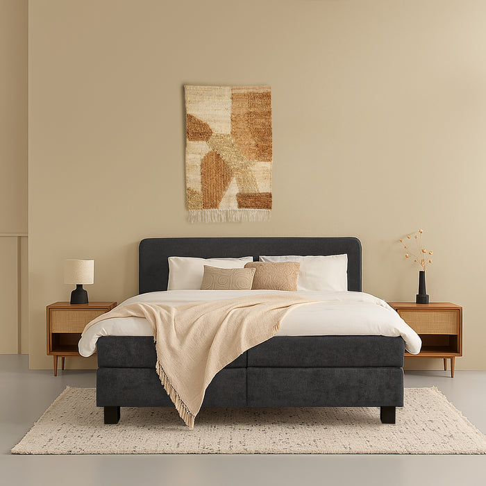 Boxspring Bilbao - Zwart|Antraciet|Grijs - Textiel
