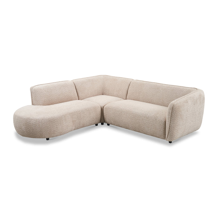 by fonQ Soft Hoekbank Links - Open Eind - Bouclé - Greige