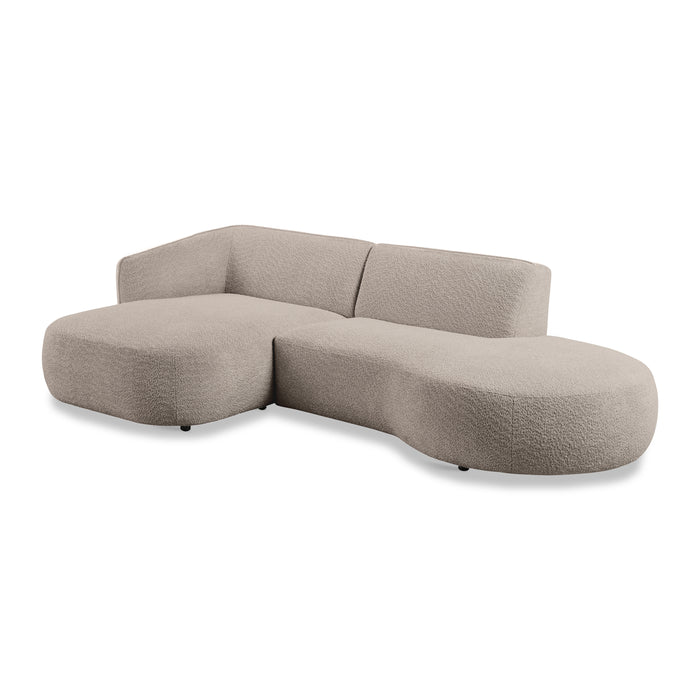by fonQ Soft Ottomane Bank Rechts - Bouclé - Greige