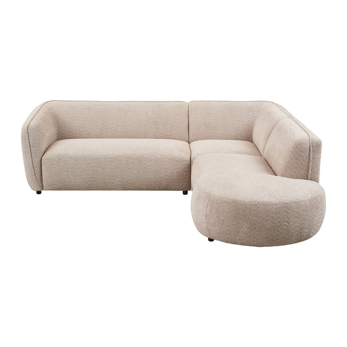 by fonQ Soft Hoekbank Rechts - Open Eind - Bouclé - Greige