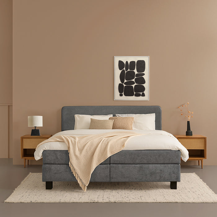 Boxspring Bilbao - Antraciet|Grijs - Textiel