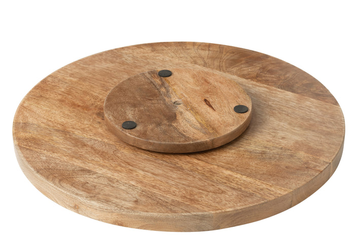 J-Line plateau Draaiend Rond Strepen - hout - blauw|wit