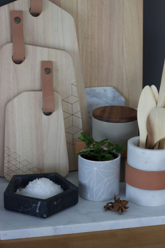 TAK Design - Snijplank Organic - Rubberhout met Leer - Tritic - L - TA