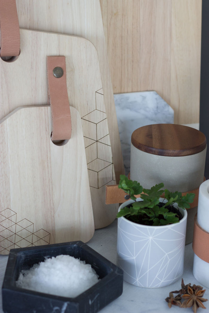 TAK Design - Snijplank Organic - Rubberhout met Leer - Tritic - L - TA