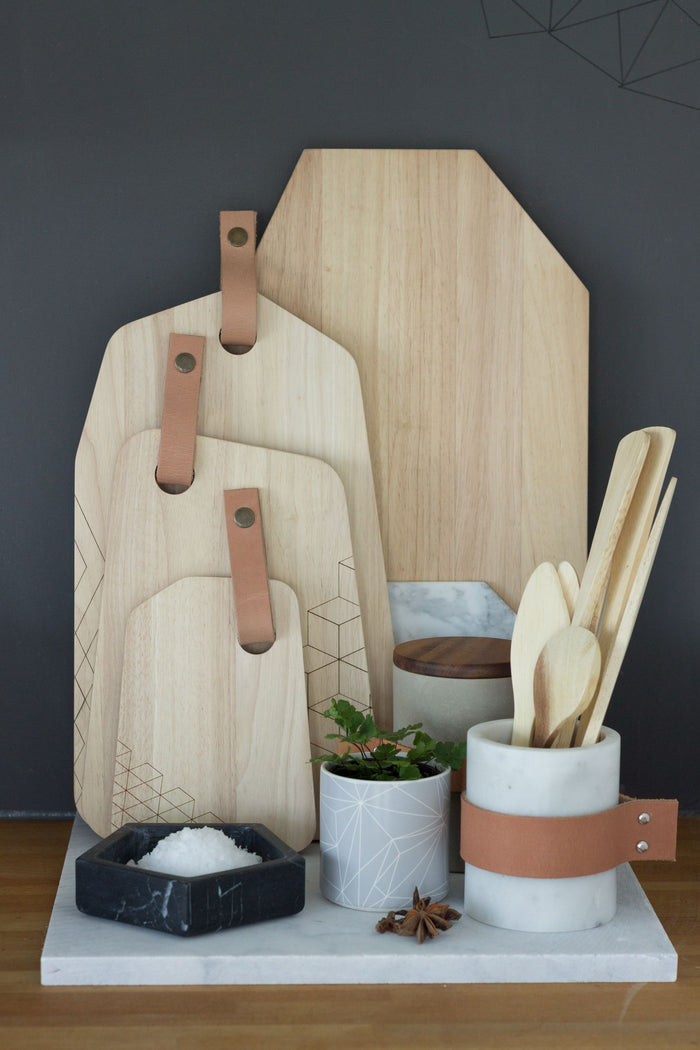 TAK Design - Snijplank Organic - Rubberhout met Leer - Tritic - L - TA