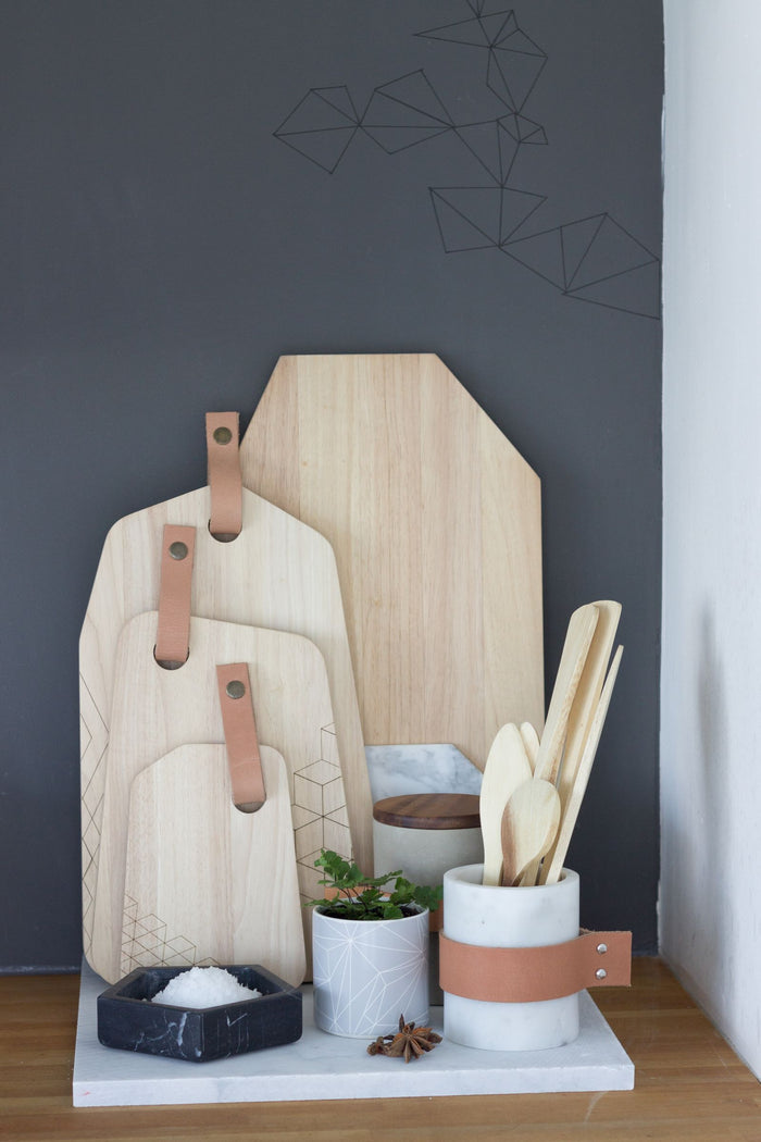 TAK Design - Snijplank Organic - Rubberhout met Leer - Tritic - L - TA