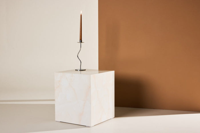 Rebellenclub Tusani Salontafel - 40 x 40 cm - Beige Marmerlook