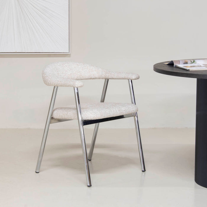 DÉJA Living - Eetkamerstoel - Beige|Chrome - Sorø - Set van 2