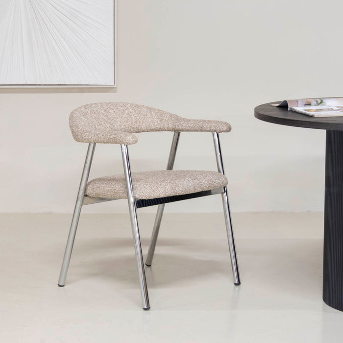 DÉJA Living - Eetkamerstoel - Taupe|Chrome - Sorø - Set van 2