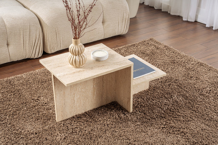 Giga Meubel - Salontafel Travertin Hout - 80x40x40cm - Harmony