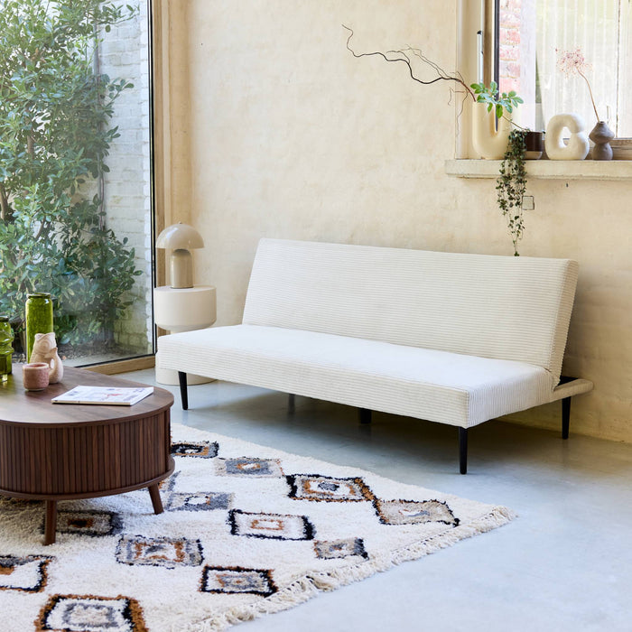 sweeek - 3-zits slaapbank corduroy, metalen onderstel