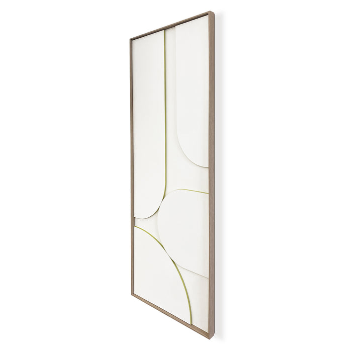by fonQ Raised Abstraction Schilderij - Balanced - 40 x 118 cm - Lime / Eiken