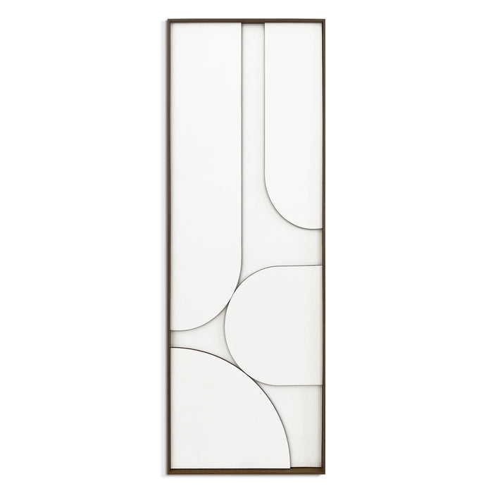 by fonQ Raised Abstraction Schilderij - Balanced - 40 x 118 cm - Bordeaux / Walnoot