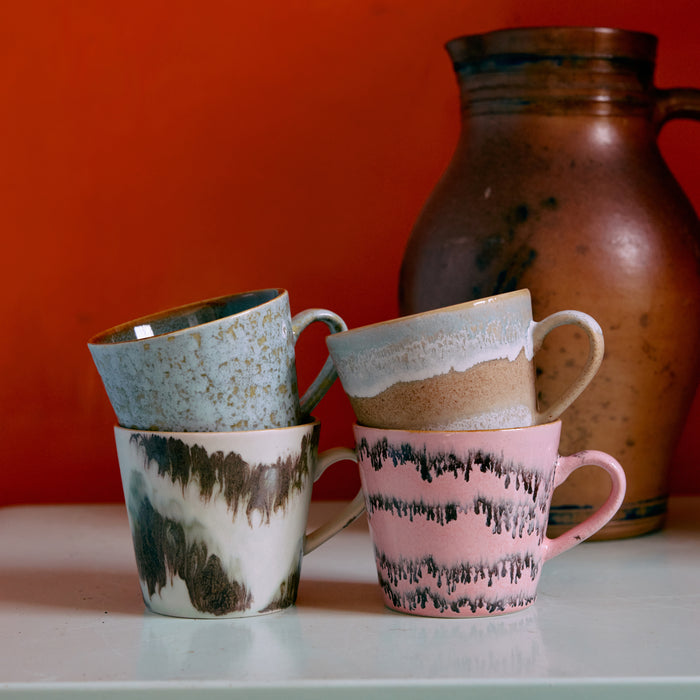 HKliving 70's Ceramics Cappuccinomok 0,33 L - Set van 4 - Dada