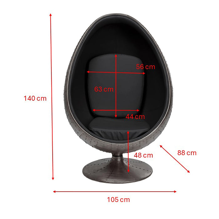 Draaifauteuil Eye Ball fluweel zwart Kare Design