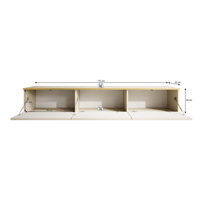 Meubella - TV-Meubel Orleans - Zwart marmerlook - 175 cm