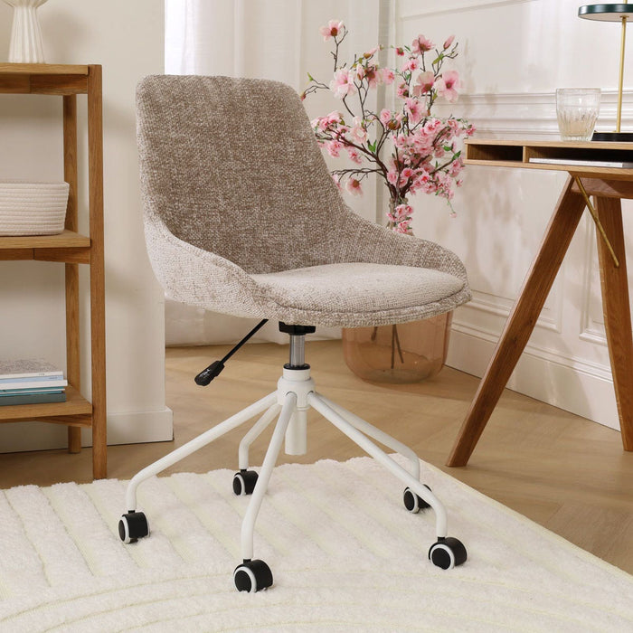 Nolon Nout-Isa Bureaustoel Bruin - Stof - Wit Onderstel