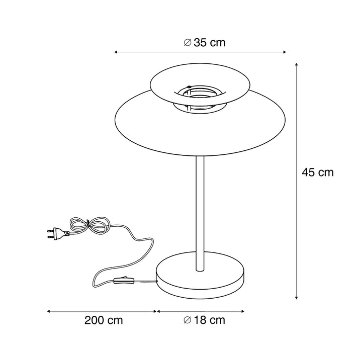 QAZQA Retro tafellamp mokka staal 45cm - Pauly