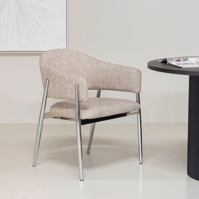 DÉJA Living - Eetkamerstoel Taupe|Chrome - Dénia - Set van 2