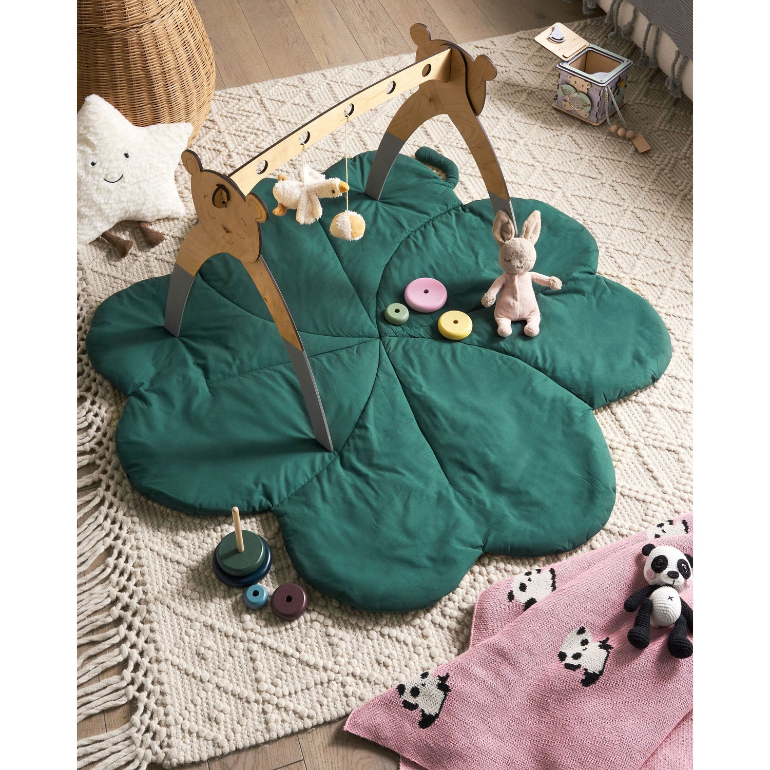 Beliani - ACADINE - Kinderspeelkleed - Groen - 110 x 110 cm - Katoen