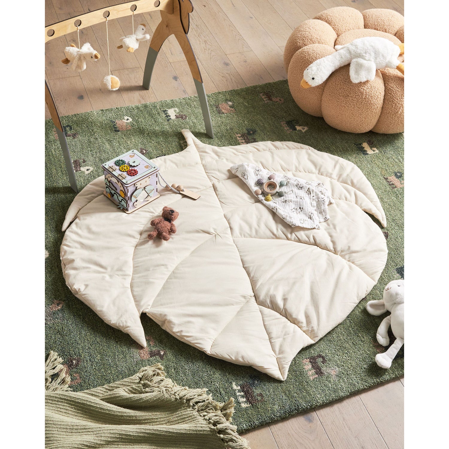 Beliani-OLIMP-Kinderspeelkleed-Gebroken wit-110 x 110 cm-Katoen