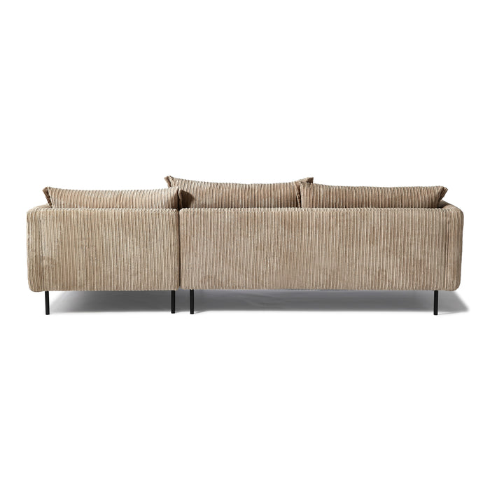 by fonQ Ribbon Hoekbank met Chaise Longue Rechts - Rib - Mink