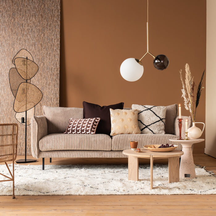 by fonQ Ribbon Hoekbank met Chaise Longue Rechts - Rib - Mink
