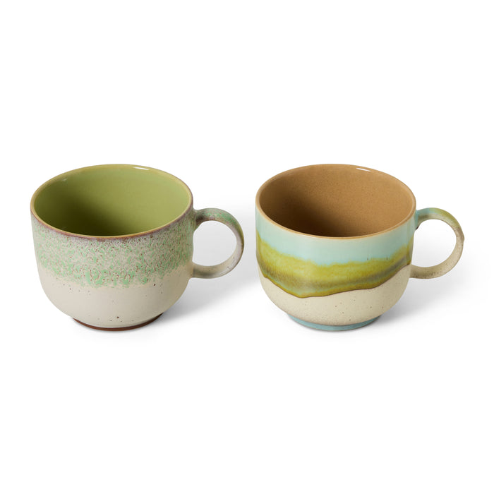 HKliving 70's Ceramics Theekop 0,42 L - Set van 2 - Neo