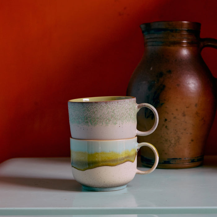 HKliving 70's Ceramics Theekop 0,42 L - Set van 2 - Neo