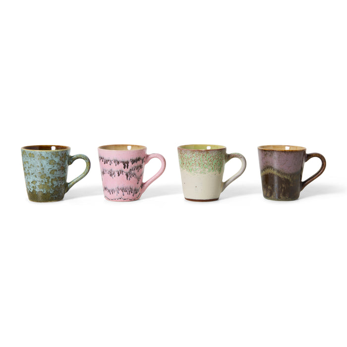 HKliving 70's Ceramics Espressokopje 0,1 L - Set van 4 - Brutalism