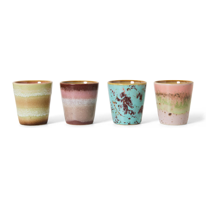 HKliving 70's Ceramics Ristrettokopje 0,1 L - Set van 4 - Futurism