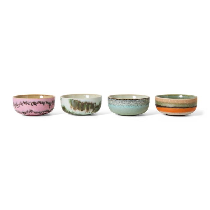 HKliving 70's Ceramics Tapas Kommen Ø 11 cm - Set van 4 - Renaissance