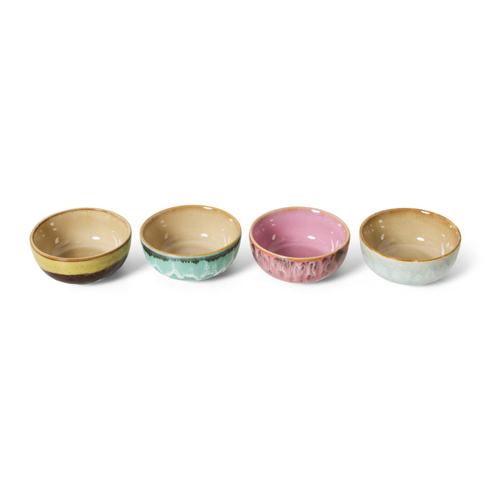 HKliving 70's Ceramics Kommetjes Ø 8,3 cm - Set van 4 - Modernist