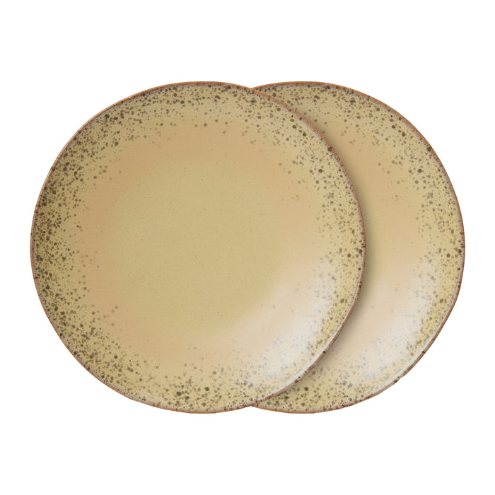 HKliving 70's Ceramics Dinerbord Ø 27,5 cm - Set van 2 - Grit