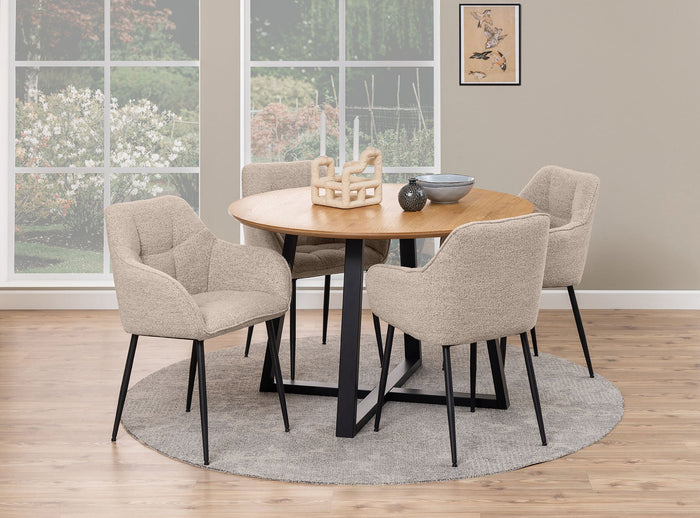 Rebellenclub Nivala Eetkamerstoel - Set van 2 - Beige met Mat Zwarte