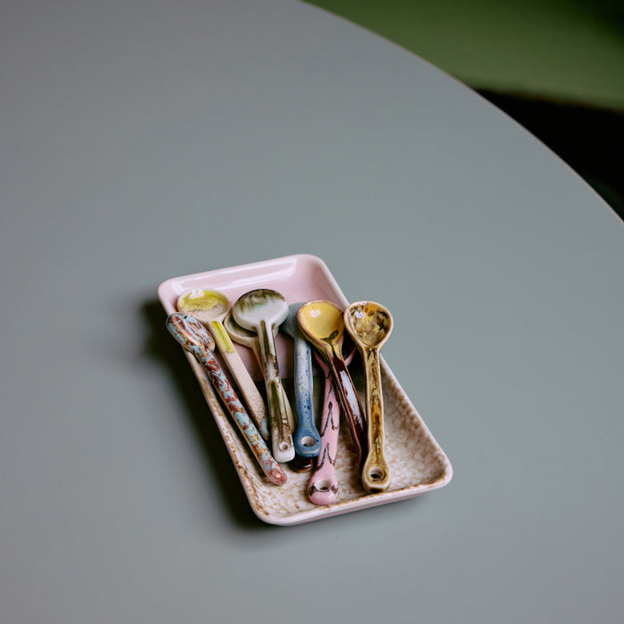 HKliving 70's Ceramics Lepels Set van 4 - L 12,5 cm - Blend