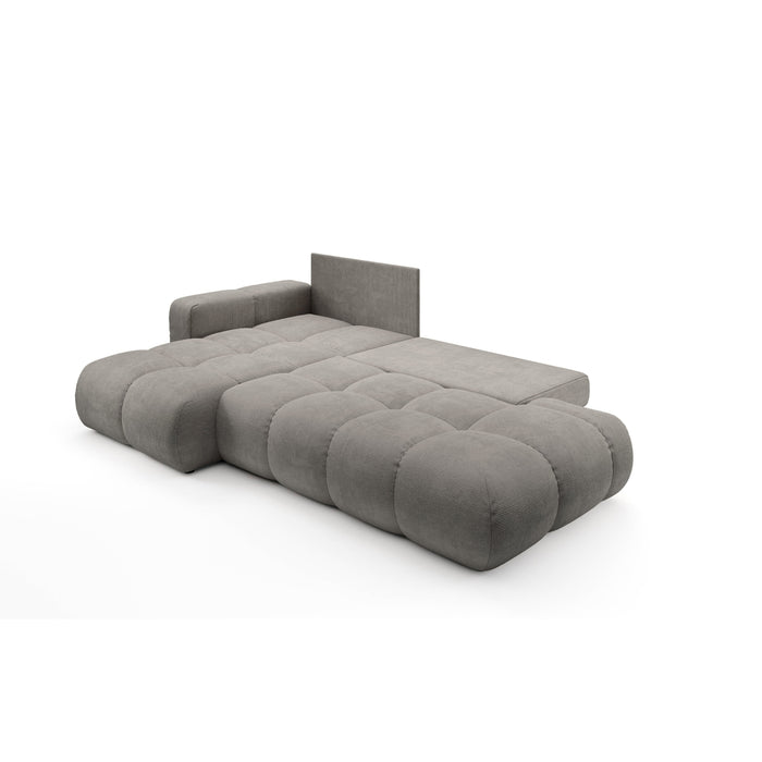 by fonQ Charme Hoekbank Links  met Slaapfunctie - Chenille - Warmgrijs