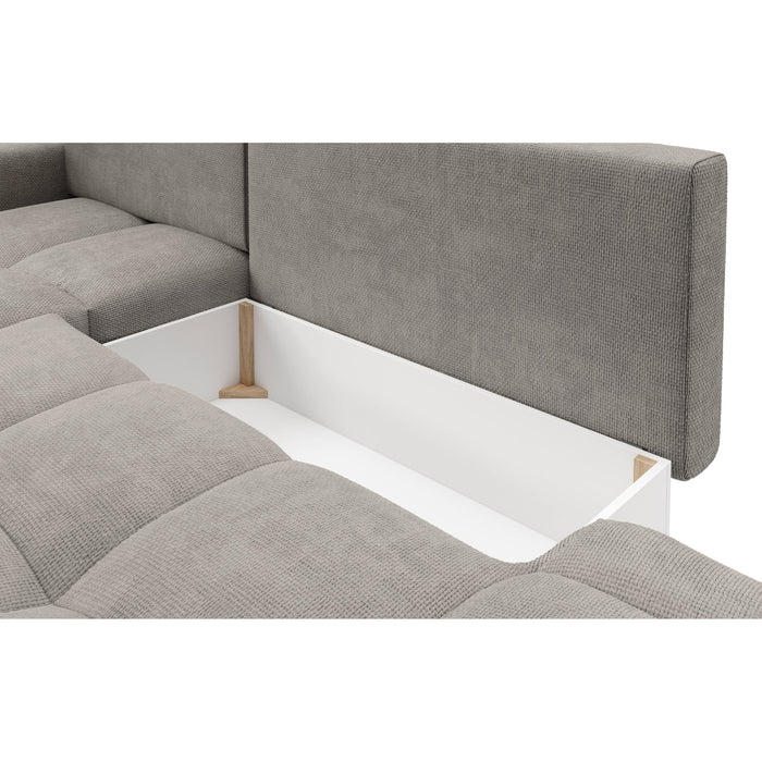 by fonQ Charme Hoekbank Links  met Slaapfunctie - Chenille - Warmgrijs