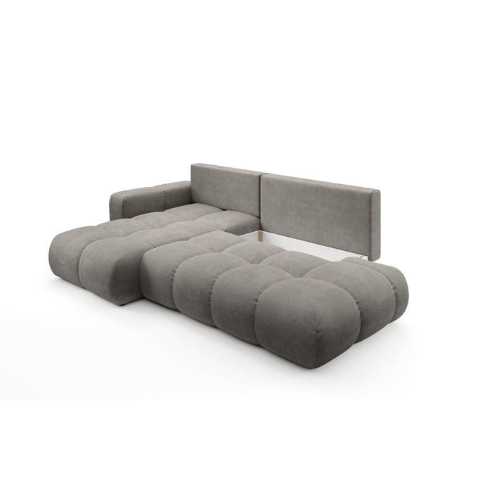 by fonQ Charme Hoekbank Links  met Slaapfunctie - Chenille - Warmgrijs