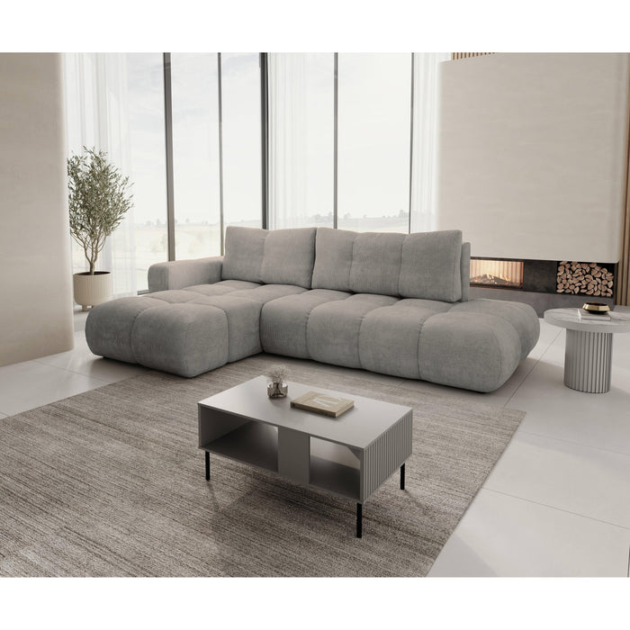 by fonQ Charme Hoekbank Links  met Slaapfunctie - Chenille - Warmgrijs