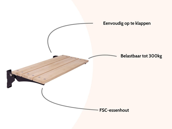 MaximaVida opklapbare gevelbank Jordaan 150 cm- FSC essenhout
