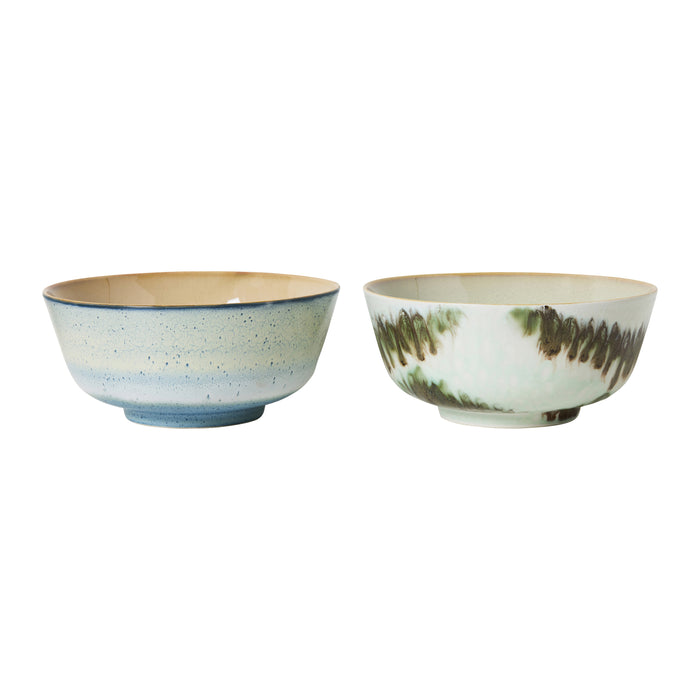 HKliving 70's Ceramics Ramen Kommen Ø 19 cm - Set van 2 - Minimalist