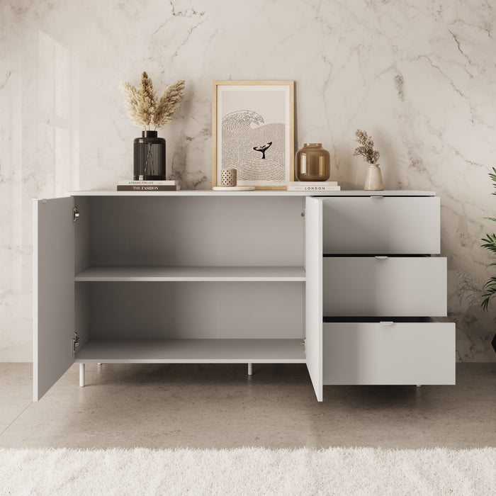 Meubella - Dressoir Malvare - Wit - 150 cm - Met lades