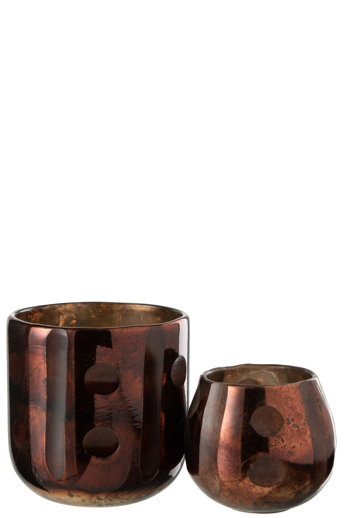 J-Line windlicht Coconut Cylinder - glas - bruin