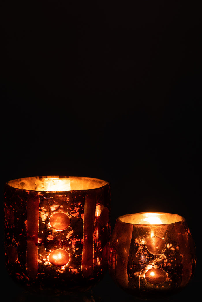 J-Line windlicht Coconut Cylinder - glas - bruin